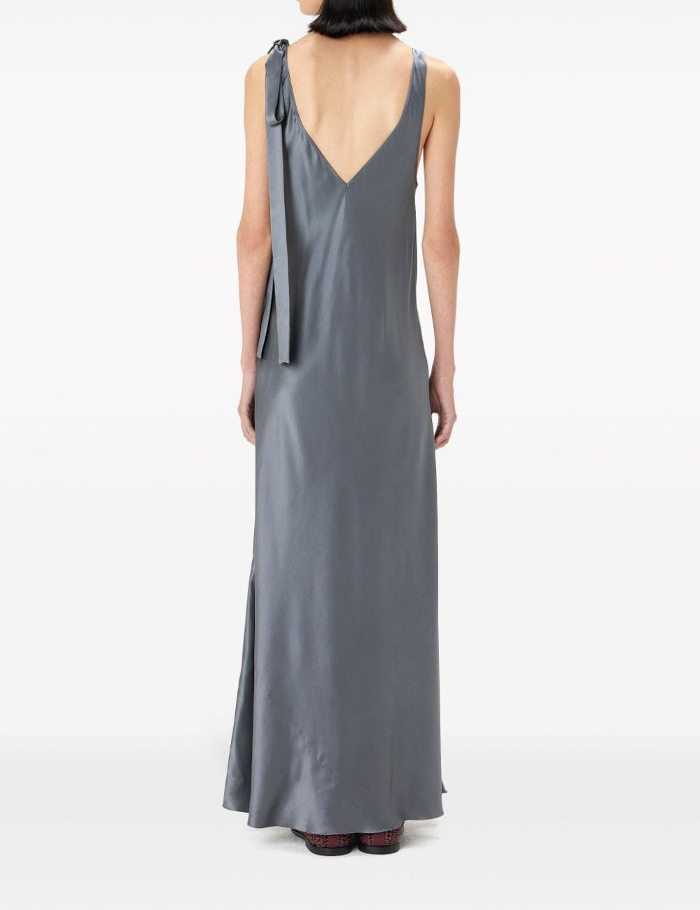 Abito lungo con nodo in grigio - donna 