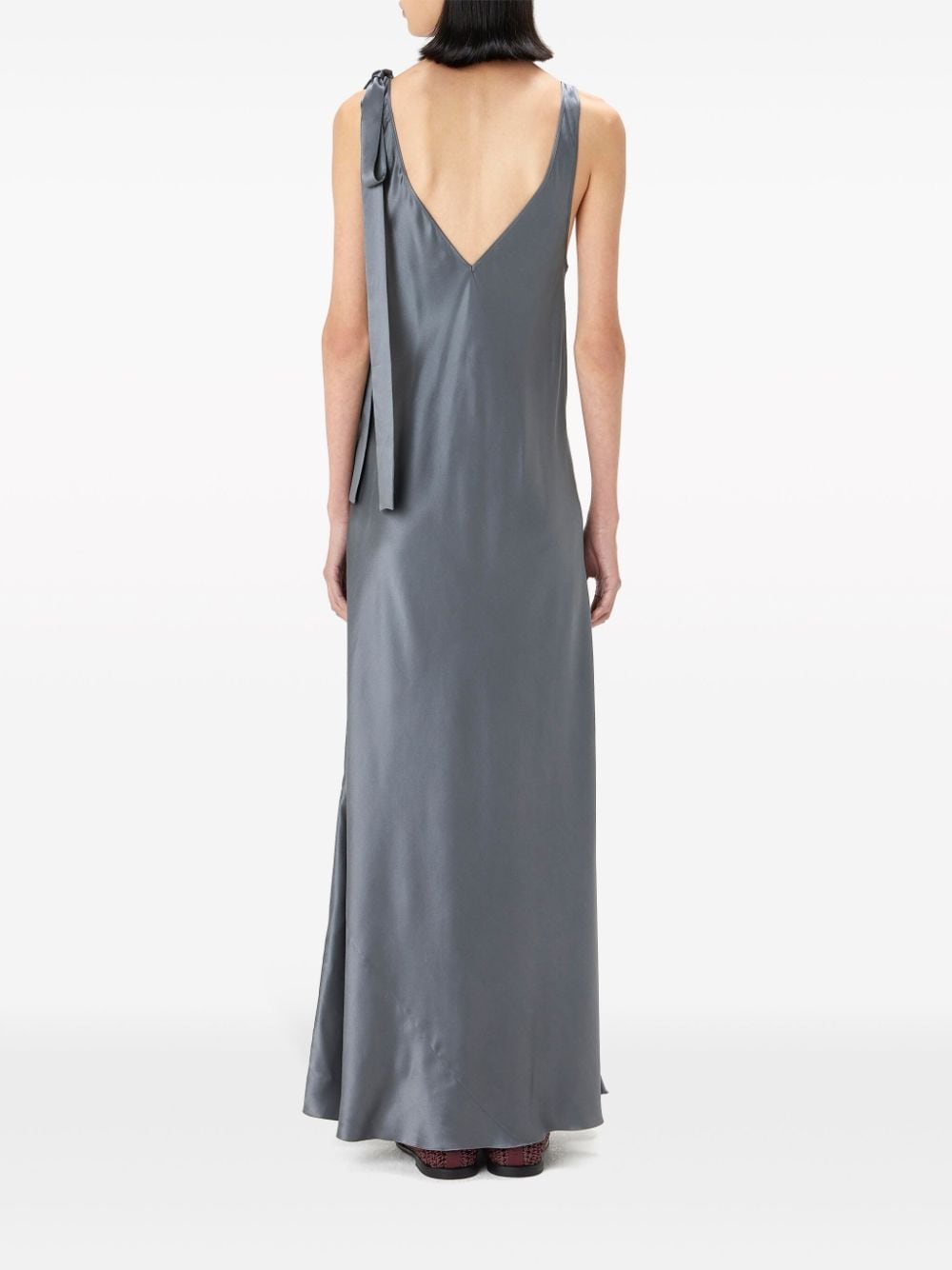 Abito lungo con nodo in grigio - donna 