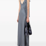 Abito lungo con nodo in grigio - donna 