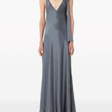 Abito lungo con nodo in grigio - donna 