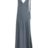 Abito lungo con nodo in grigio - donna 