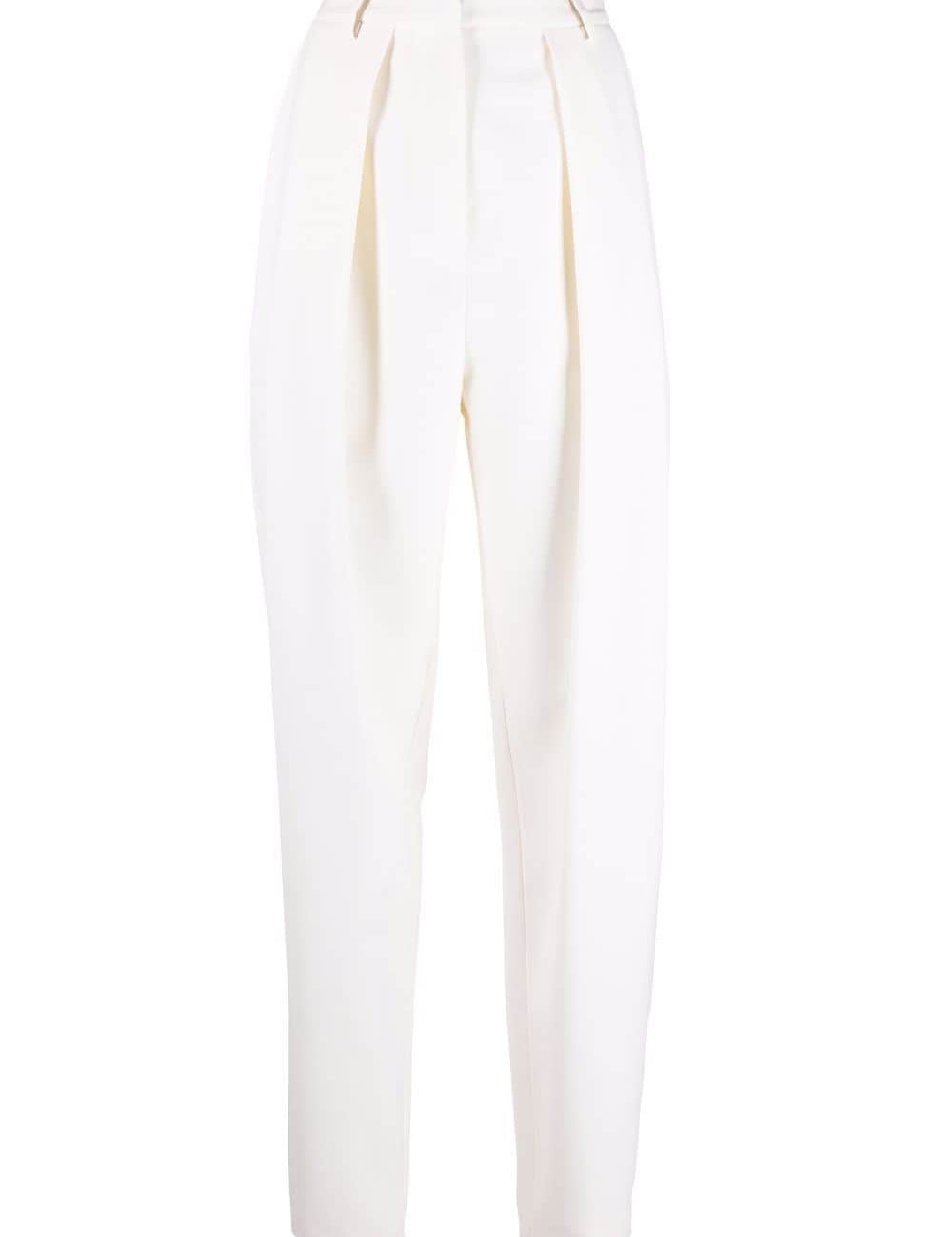 Pantaloni affusolati a vita alta in bianco - donna 