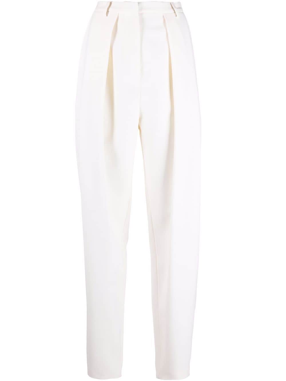 Pantaloni affusolati a vita alta in bianco - donna 