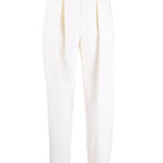 Pantaloni affusolati a vita alta in bianco - donna 