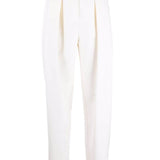 Pantaloni affusolati a vita alta in bianco - donna 