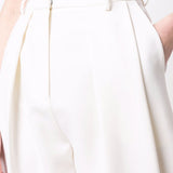 Pantaloni affusolati a vita alta in bianco - donna 