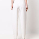 Pantaloni affusolati a vita alta in bianco - donna 