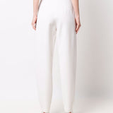 Pantaloni affusolati a vita alta in bianco - donna 