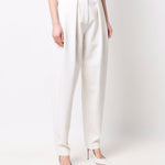 Pantaloni affusolati a vita alta in bianco - donna 