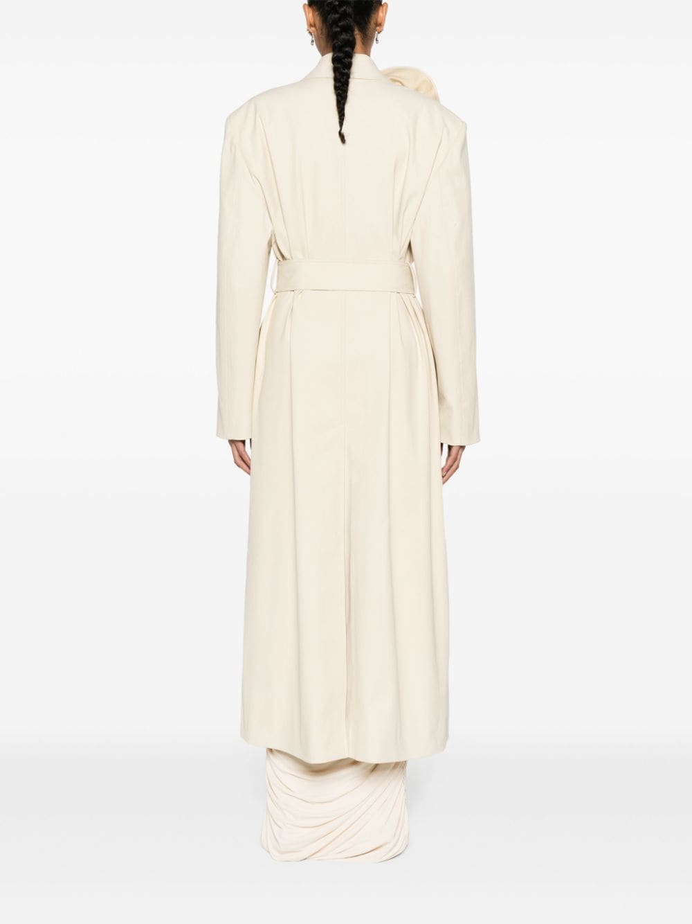 Trench con applicazione floreale in beige - donna 