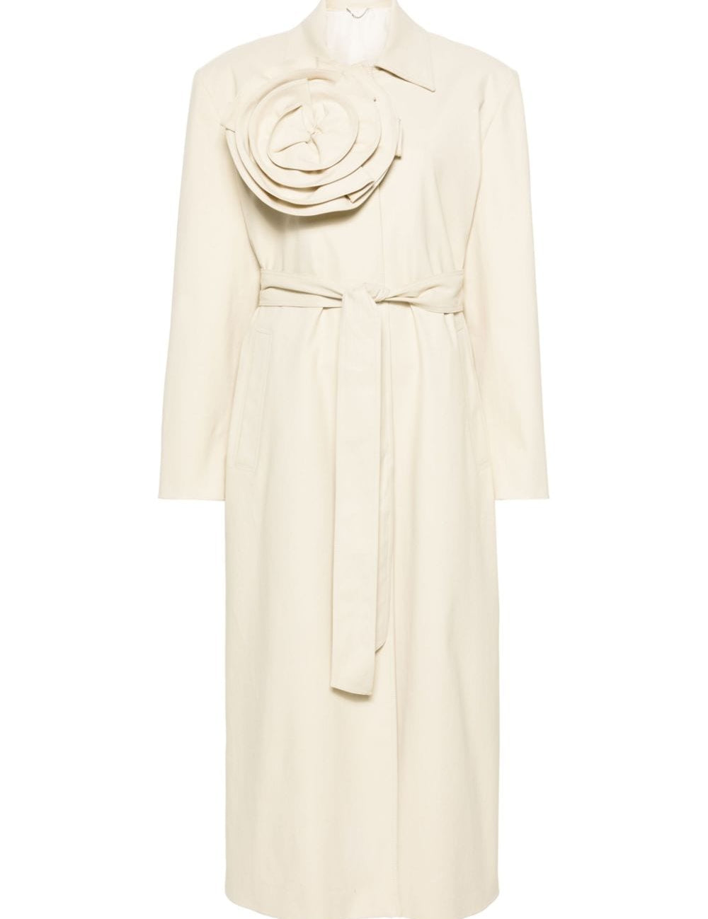 Trench con applicazione floreale in beige - donna 
