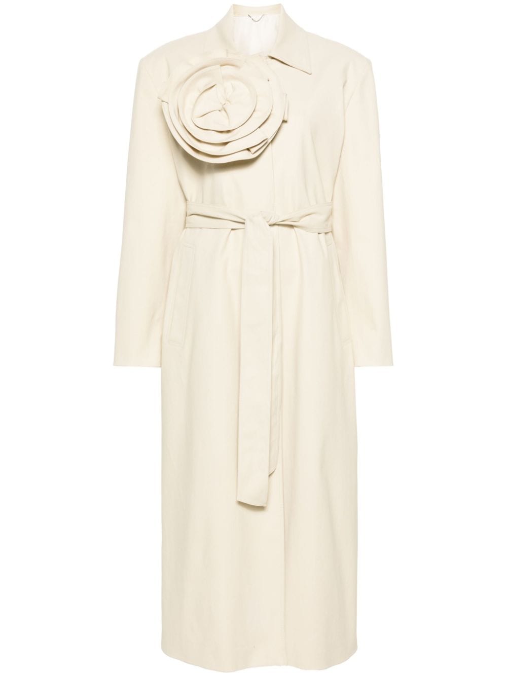 Trench con applicazione floreale in beige - donna 