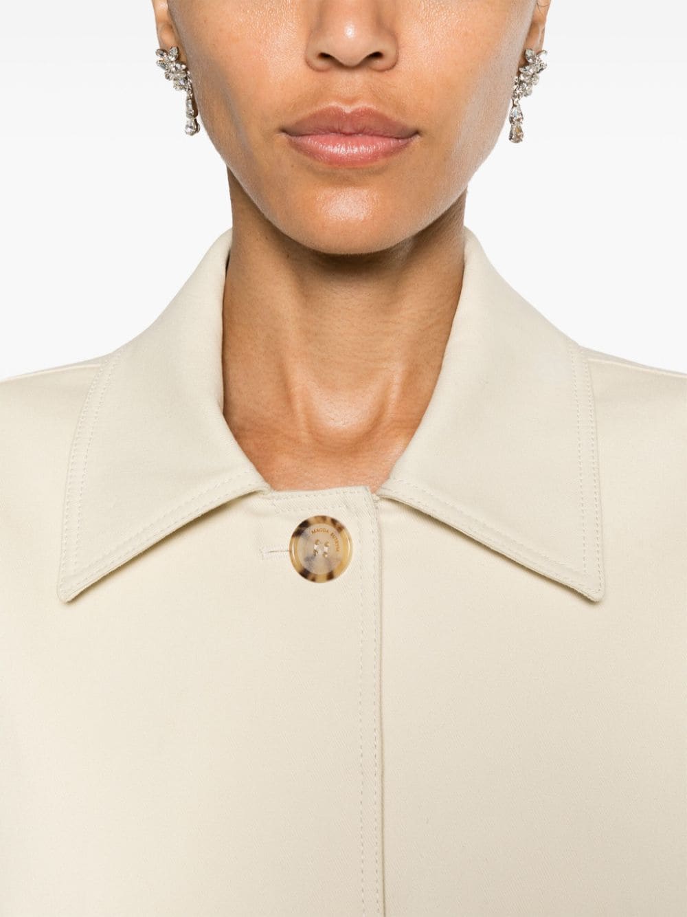 Trench con applicazione floreale in beige - donna 