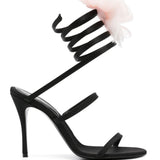 Sandali con applicazioni a fiore in nero - donna 