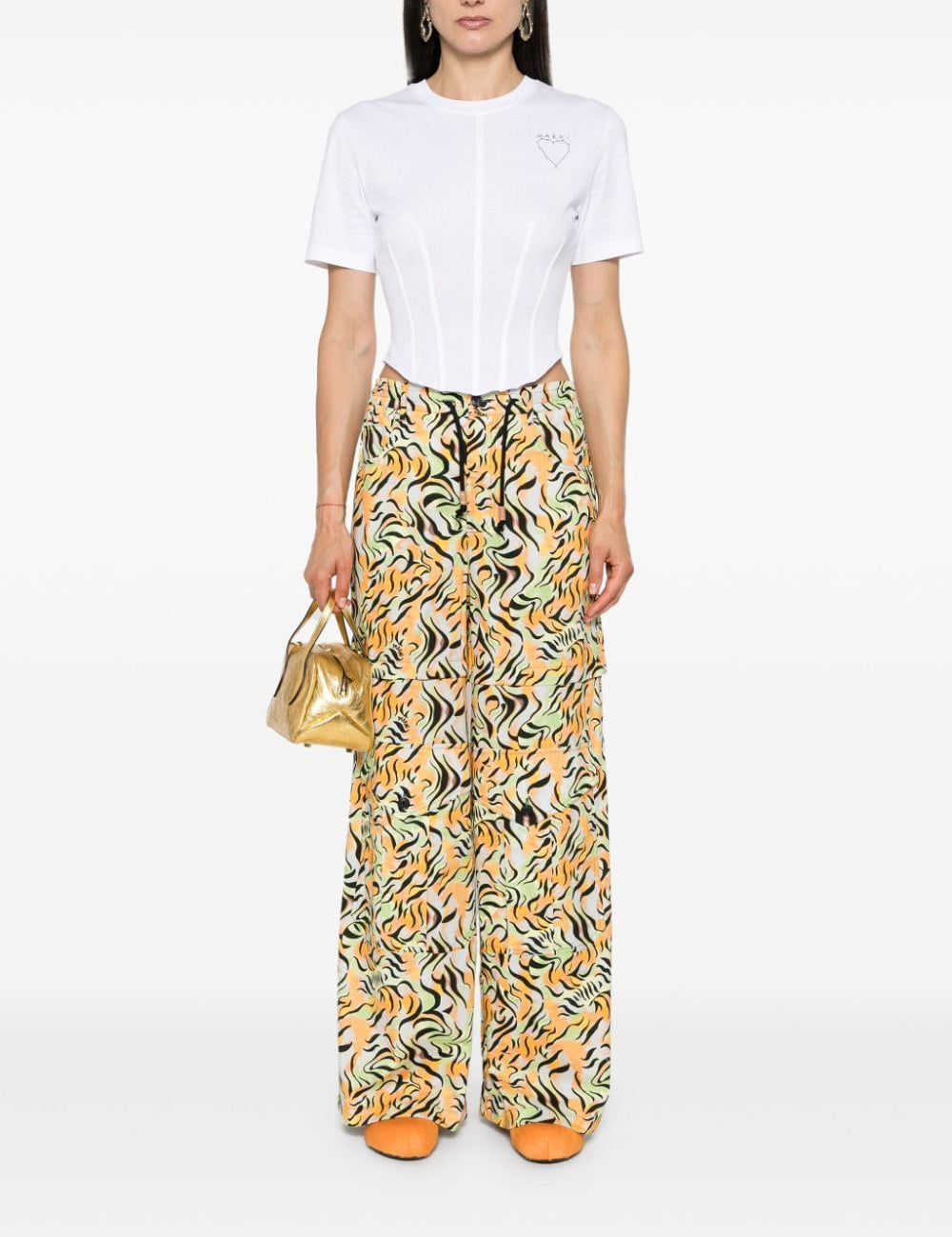 Pantaloni dritti con stampa in multicolore di Marni - donna 