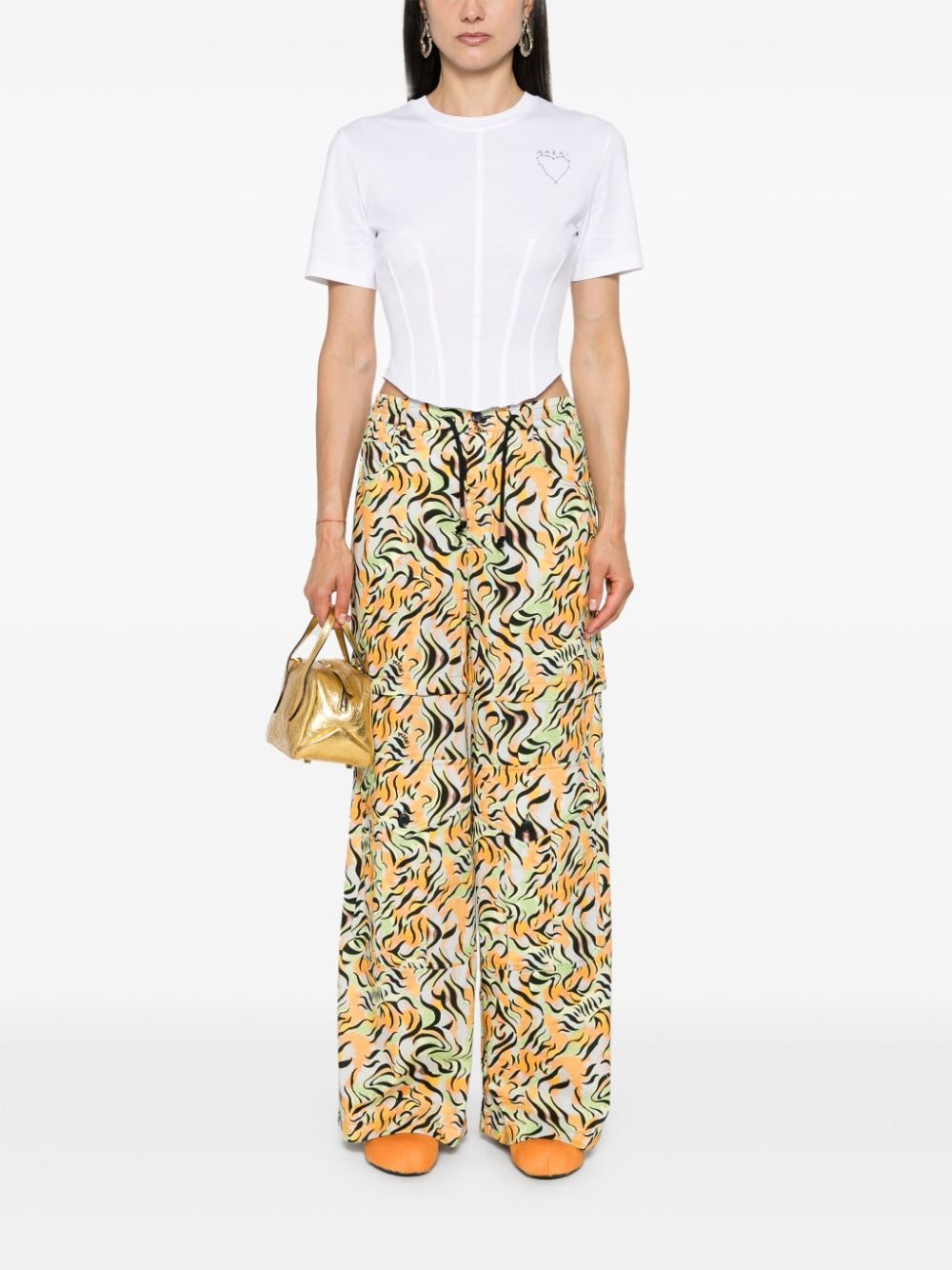 Pantaloni dritti con stampa in multicolore di Marni - donna 