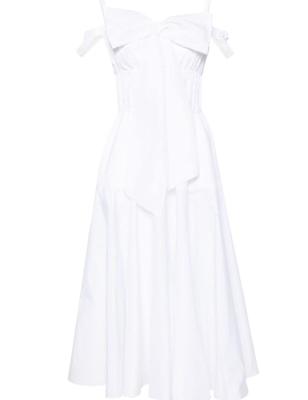 Abito midi svasato con fiocco bianco - donna 