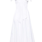 Abito midi svasato con fiocco bianco - donna 