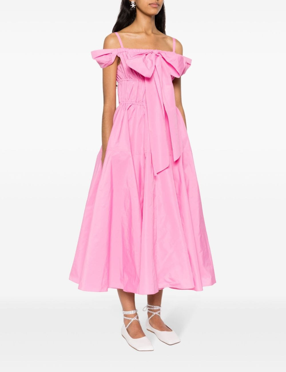 Abito midi da cocktail con fiocco in rosa - donna 