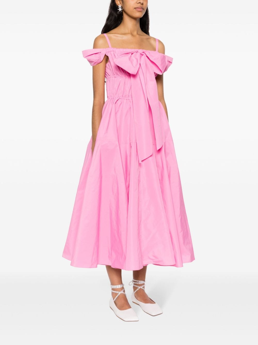 Abito midi da cocktail con fiocco in rosa - donna 