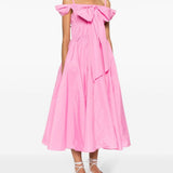 Abito midi da cocktail con fiocco in rosa - donna 