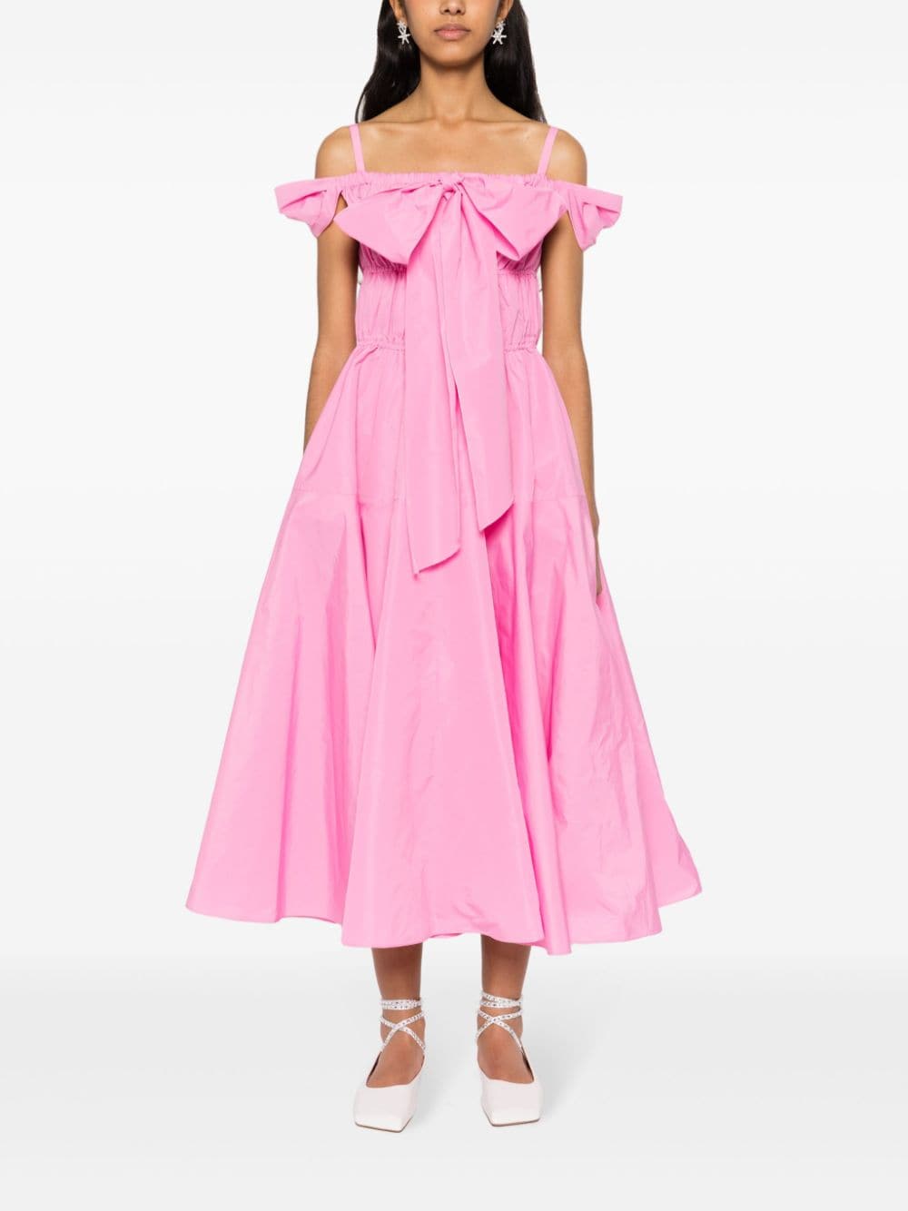 Abito midi da cocktail con fiocco in rosa - donna 