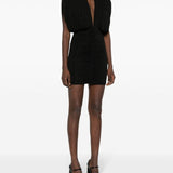 Abito mini drappeggiato in nero - donna 