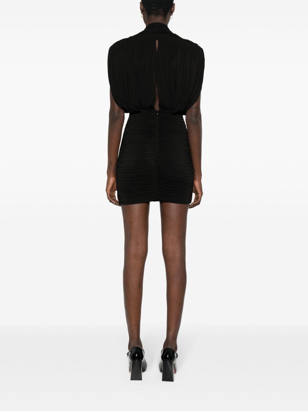 Abito mini drappeggiato in nero - donna 