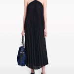 Abito midi celeste in nero - donna 