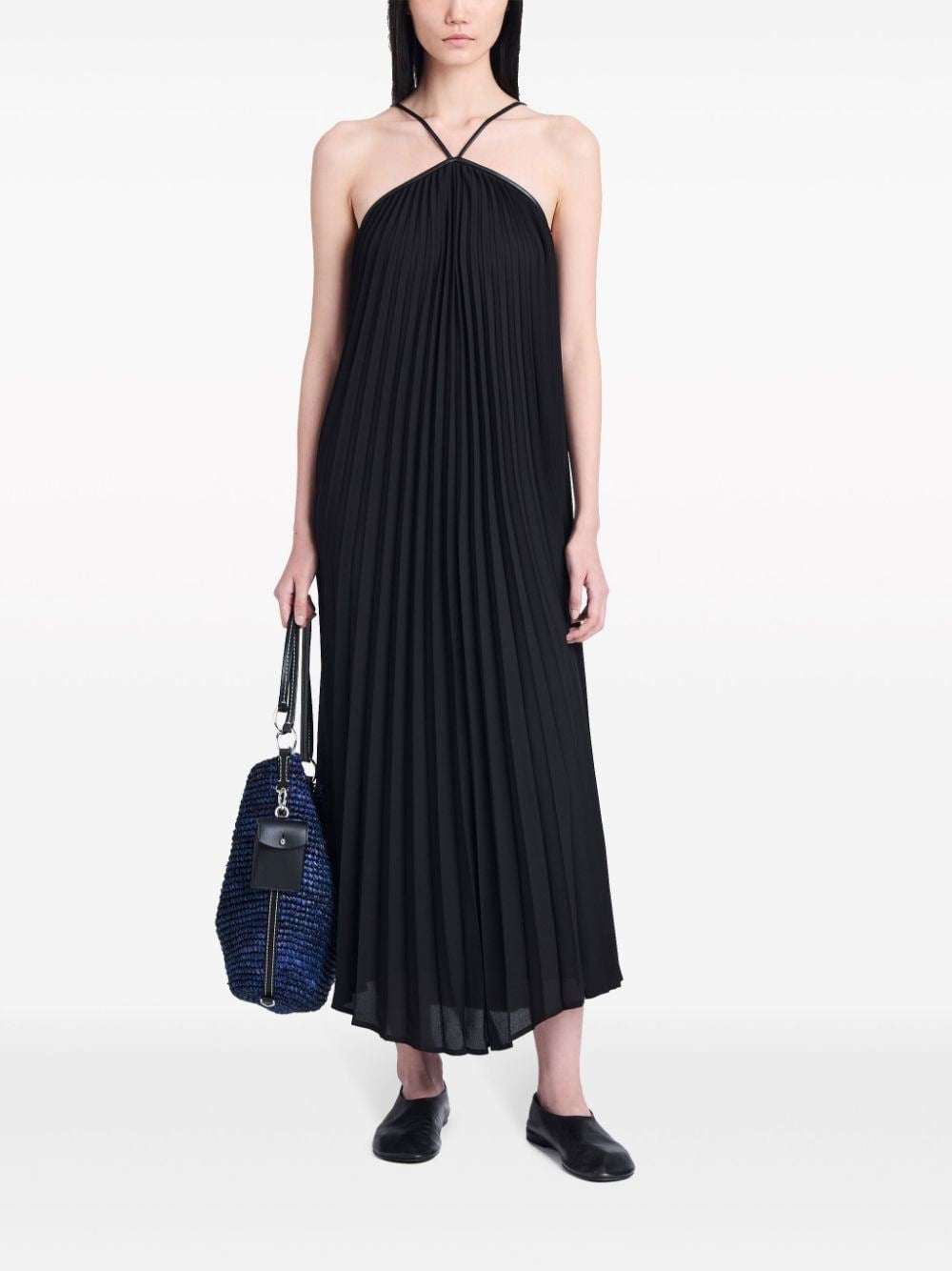 Abito midi celeste in nero - donna 