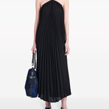 Abito midi celeste in nero - donna 