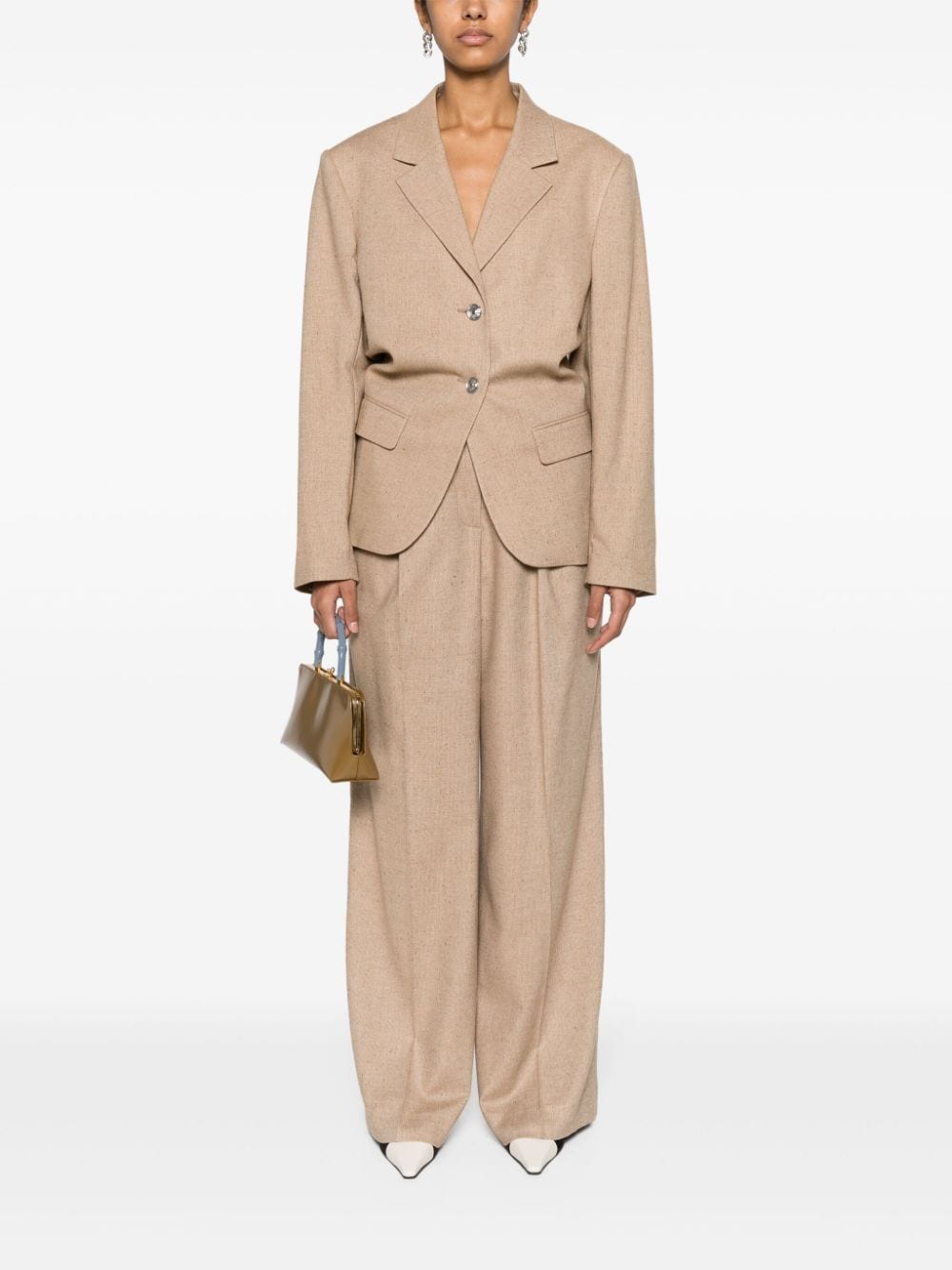 Pantaloni a gamba larga in beige - donna 