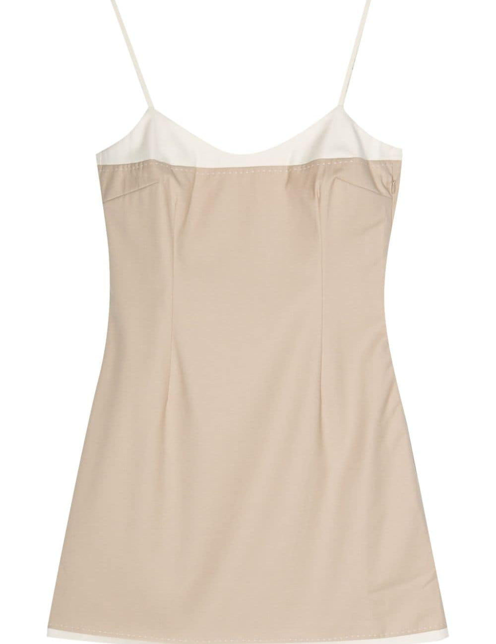 Abito mini con spalline sottili in beige e bianco Remain - donna 