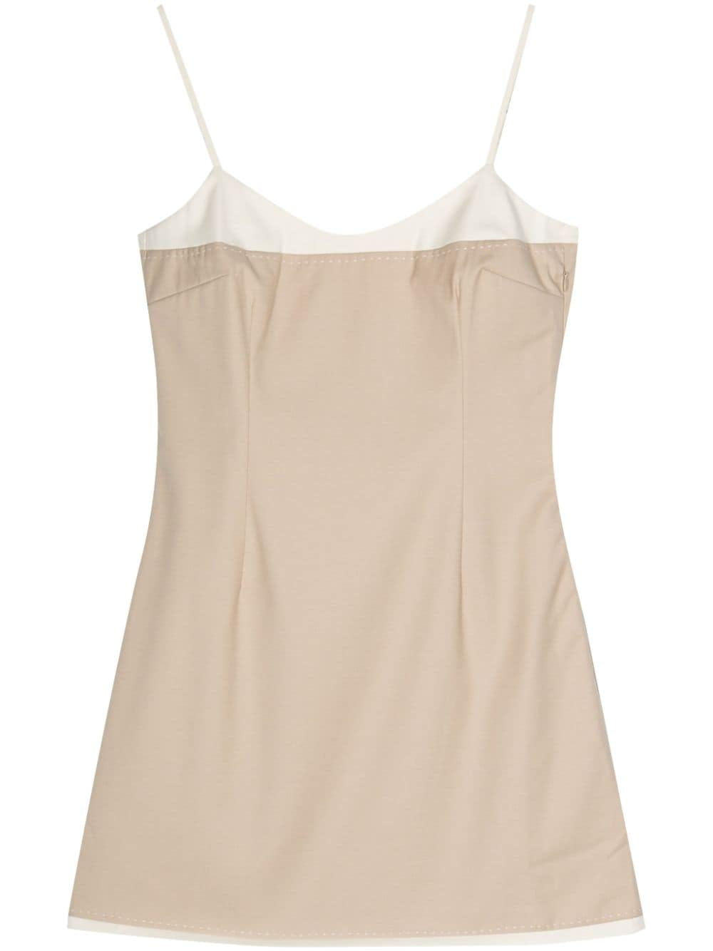 Abito mini con spalline sottili in beige e bianco Remain - donna 
