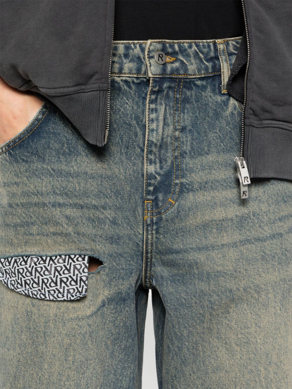 Jeans r3d destroyer a vita media in blu - uomo 