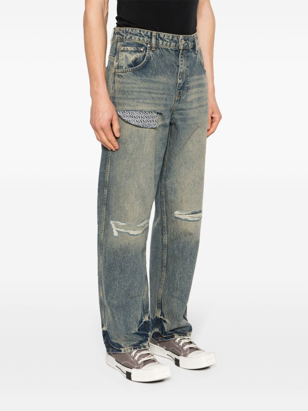 Jeans r3d destroyer a vita media in blu - uomo 