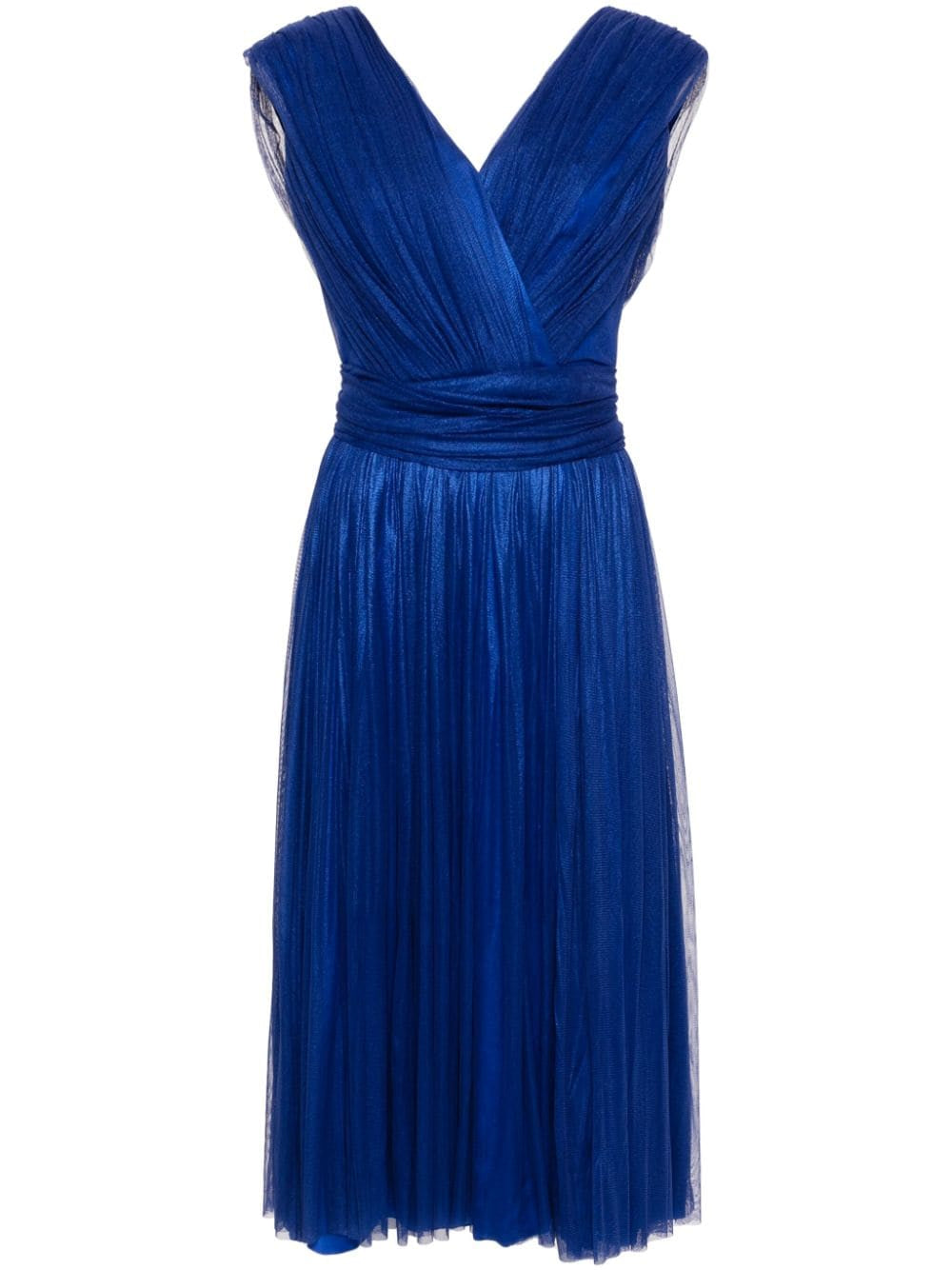 Abito midi drappeggiato in blu - donna 