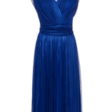 Abito midi drappeggiato in blu - donna 