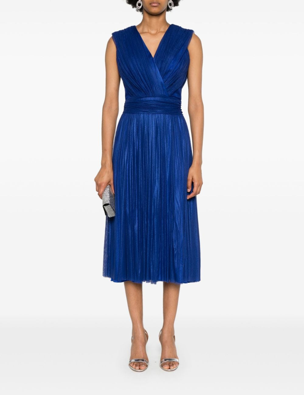 Abito midi drappeggiato in blu - donna 