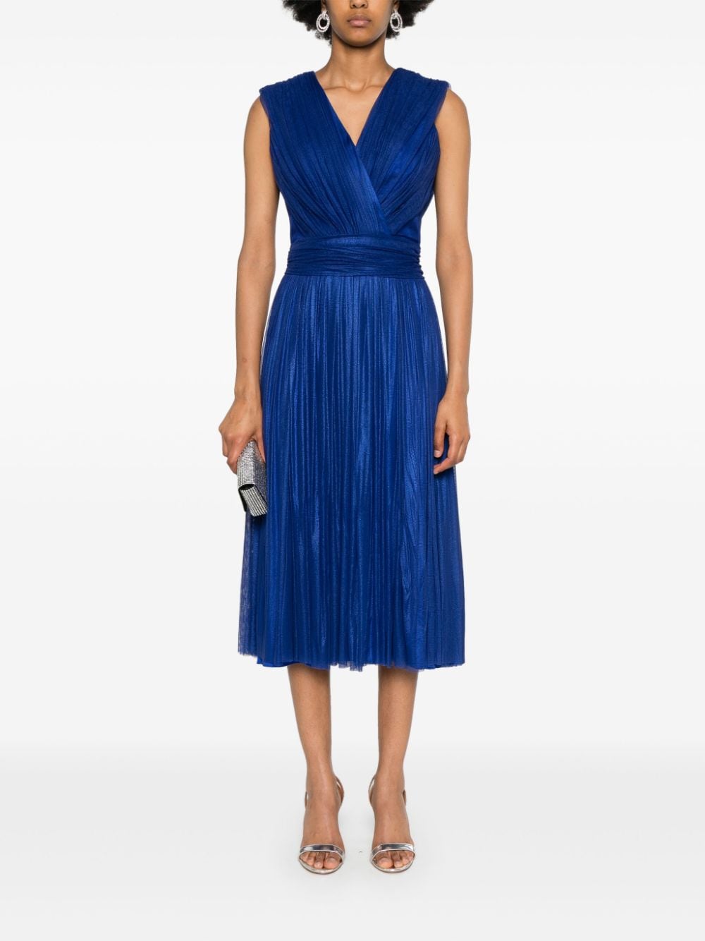 Abito midi drappeggiato in blu - donna 