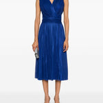 Abito midi drappeggiato in blu - donna 