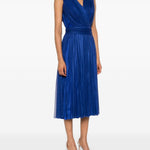 Abito midi drappeggiato in blu - donna 