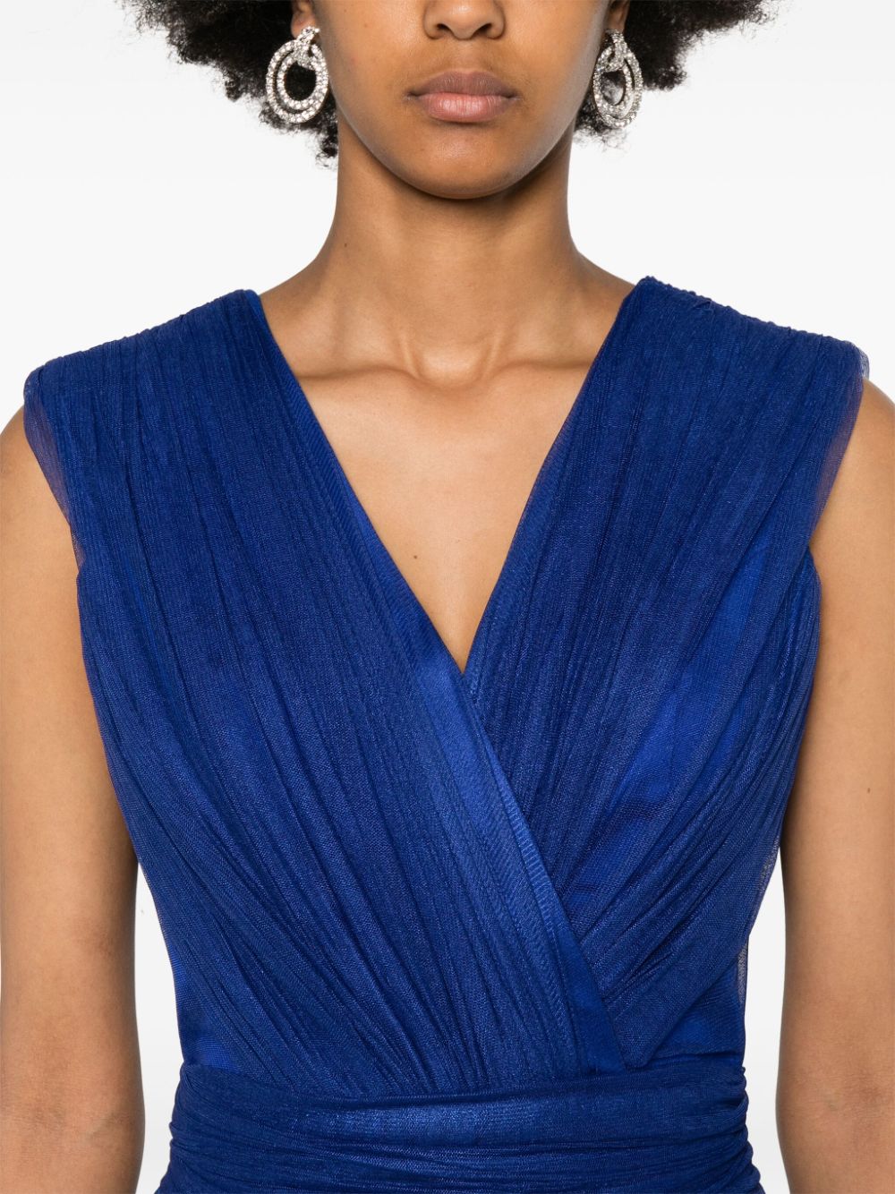 Abito midi drappeggiato in blu - donna 