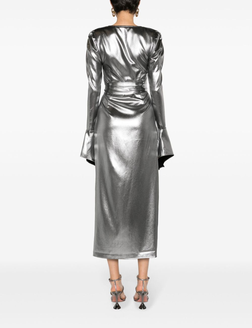 Abito midi lamé in argento - donna 