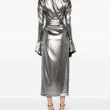 Abito midi lamé in argento - donna 