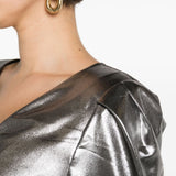 Abito midi lamé in argento - donna 