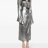 Abito midi lamé in argento - donna 