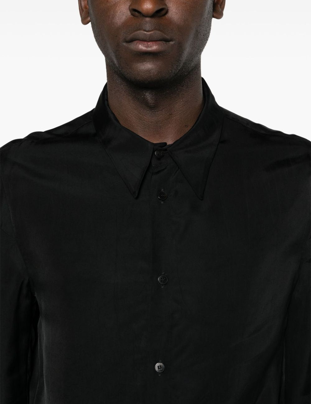 Camicia satinata a maniche lunghe in nero Sapio - uomo 