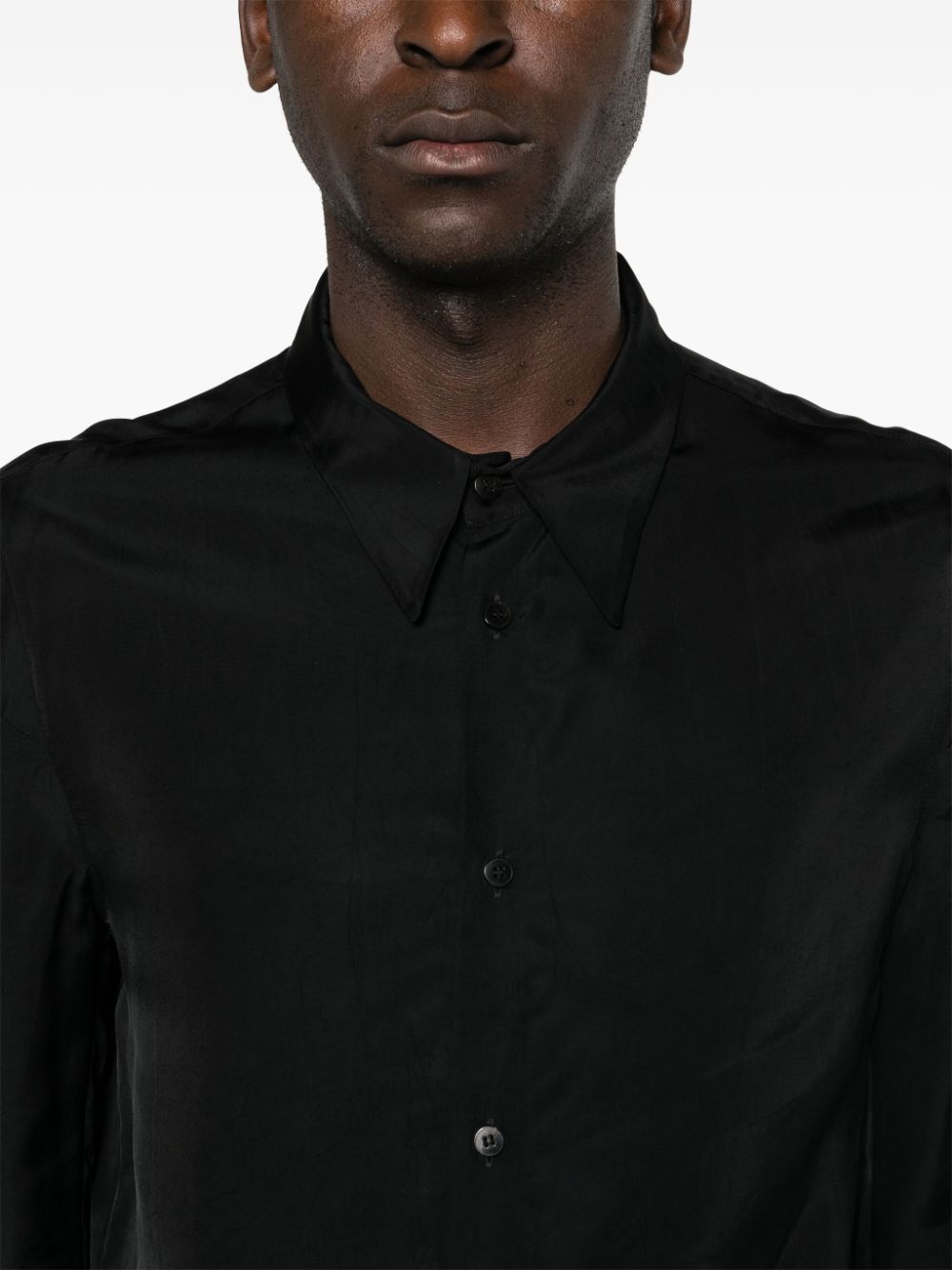 Camicia satinata a maniche lunghe in nero Sapio - uomo 