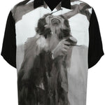 Camicia con illustrazione in nero - uomo 